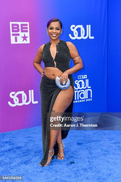 Alex Vaughn arrives to the 2022 Soul Train Music Awards at the Orleans Arena on November 13, 2022 in Las Vegas, Nevada.