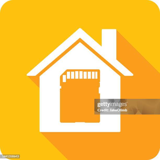 house sd card icon silhouette 1 - using desktop computer at home stock illustrations