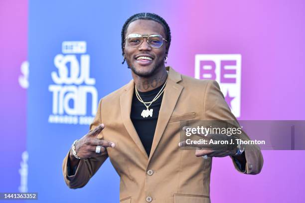 Young Fly arrives to the 2022 Soul Train Music Awards at the Orleans Arena on November 13, 2022 in Las Vegas, Nevada.