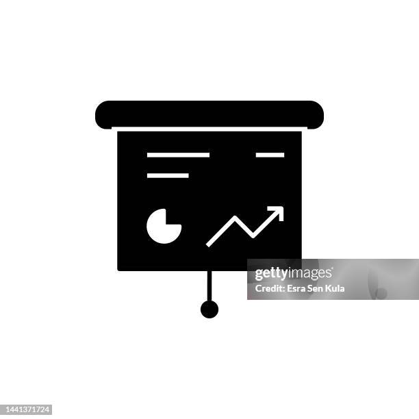 finanzbericht durchgehend flaches symbol. das icon eignet sich für webseiten, mobile apps, ui, ux und gui-design. - projection equipment stock-grafiken, -clipart, -cartoons und -symbole