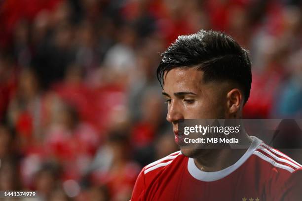 Enzo Fernández of Benfica in action during the Liga Portugal Bwin match between SL Benfica and Gil Vicente at Estadio do Sport Lisboa e Benfica on...