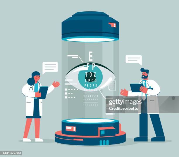 triumphant businessman on stepseyesight - analyzing - eye chart stock illustrations