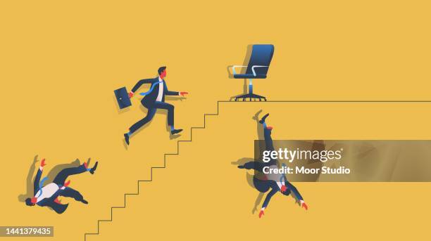 manager pushing concurents vector illustration. - falling stock illustrations