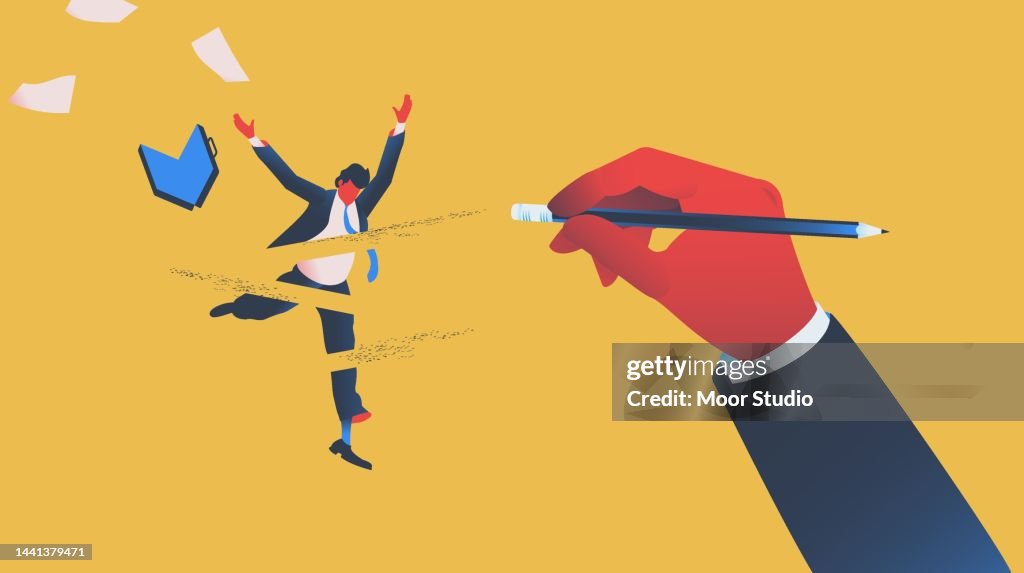Erasing An Employee Vector Illustration High-Res Vector Graphic - Getty ...