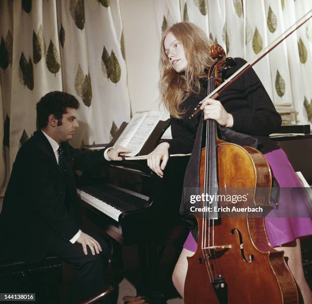 British cellist Jacqueline du Pre with her husband, pianist and conductor Daniel Barenboim, London, 7th November 1973.