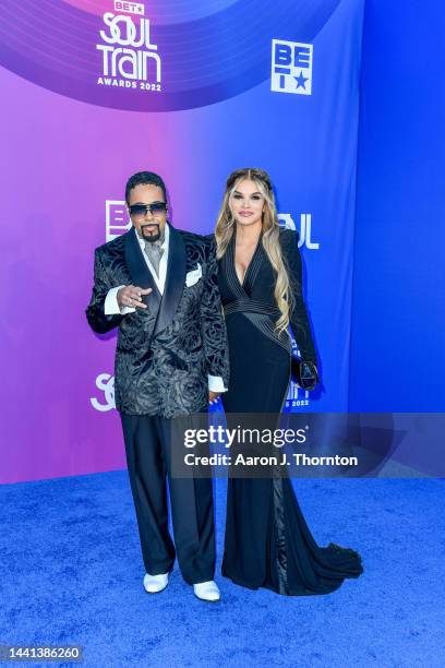 Morris Day of Morris Day and The Time and guest arrive to the 2022 Soul Train Music Awards at the Orleans Arena on November 13, 2022 in Las Vegas,...