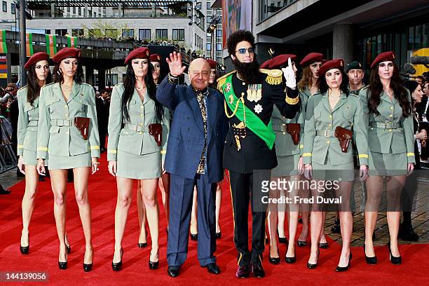 Mohamed Al Fayed and Sacha Baron Cohen dressed as his alter ego Admiral General Aladeen attend the World Premiere of 'The Dictator' at The Royal...