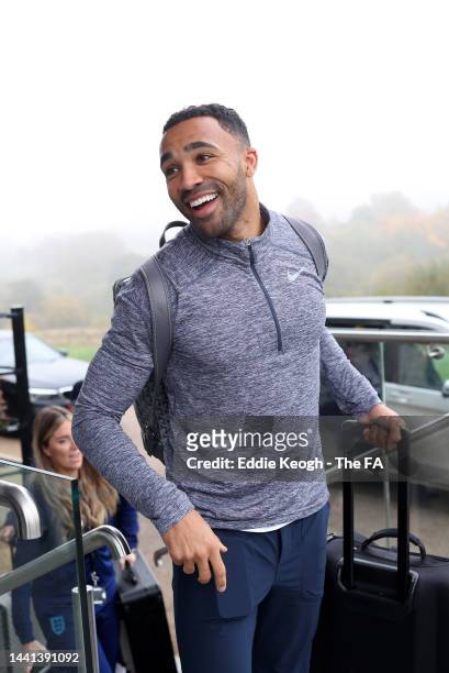 Callum Wilson of England arrives at St George's Park on November 14, 2022 in Burton upon Trent, England.