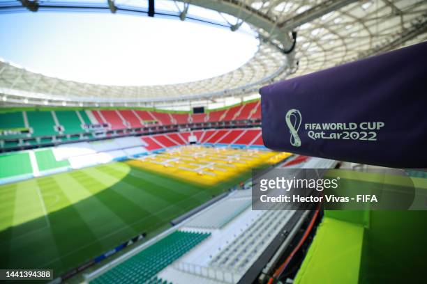 Camera is seen inside Al Thumama stadium ahead of the FIFA World Cup Qatar 2022 on November 14, 2022 in Doha, Qatar.