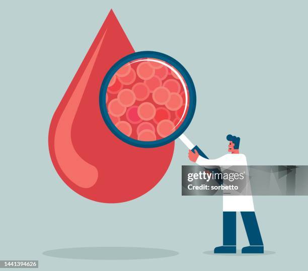 triumphierender geschäftsmann auf stufenblutlabor - rotes blutkörperchen stock-grafiken, -clipart, -cartoons und -symbole