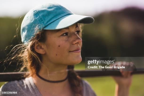 teenage girl looking away at farm - teenager dream work bildbanksfoton och bilder