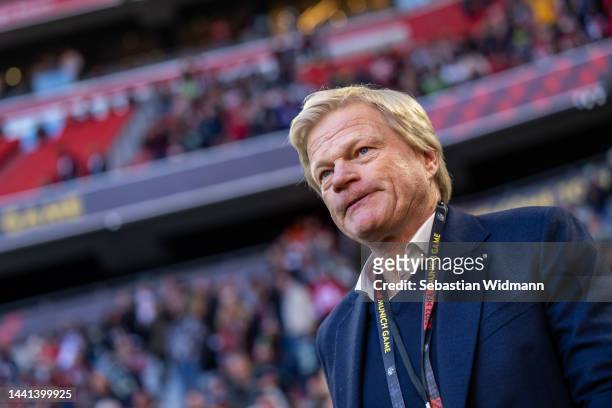 Oliver Kahn, CEO of Bayern Munich, looks on prior to kick off of the NFL match between Seattle Seahawks and Tampa Bay Buccaneers at Allianz Arena on...