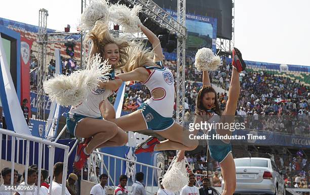 Cheerleaders of Deccan Chargers during IPL T20 match played between Deccan Chargers and Delhi Daredevils at the Gandhi International Stadium on May...