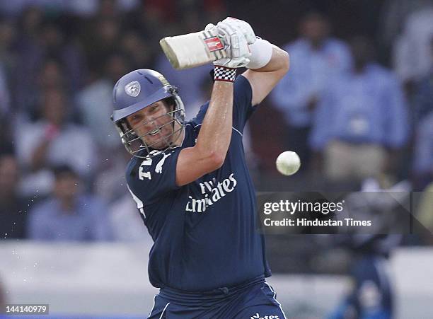 Deccan Chargers batsman Cameroon White plays a shot during IPL T20 match played between Deccan Chargers and Delhi Daredevils at the Gandhi...