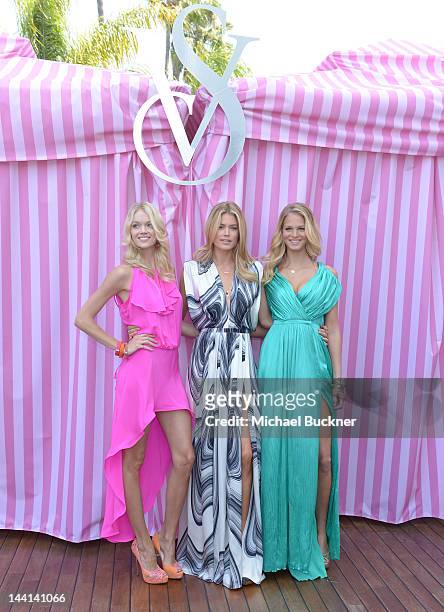 Models Lindsay Ellingson, Doutzen Krose and Erin Heatherton attend the Victoria's Secret Summer 2012 What is Sexy? Launch at Mr. C Beverly Hills on...