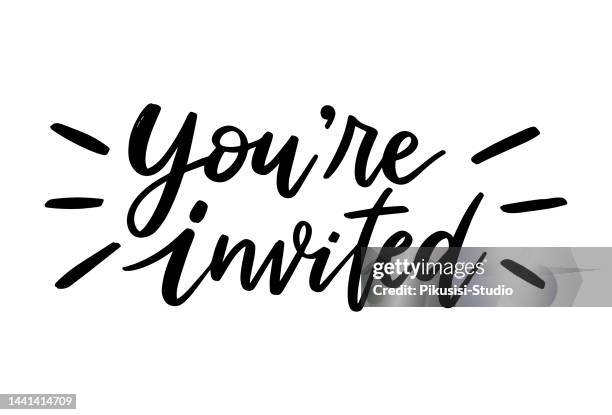 bildbanksillustrationer, clip art samt tecknat material och ikoner med you're invited. hand drawn modern calligraphy phrase. - med inbjudan