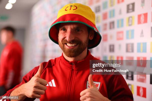 Joe Allen of Wales poses for a photo during a press conference at The Vale Resort on November 14, 2022 in Vale of Glamorgan, Wales.