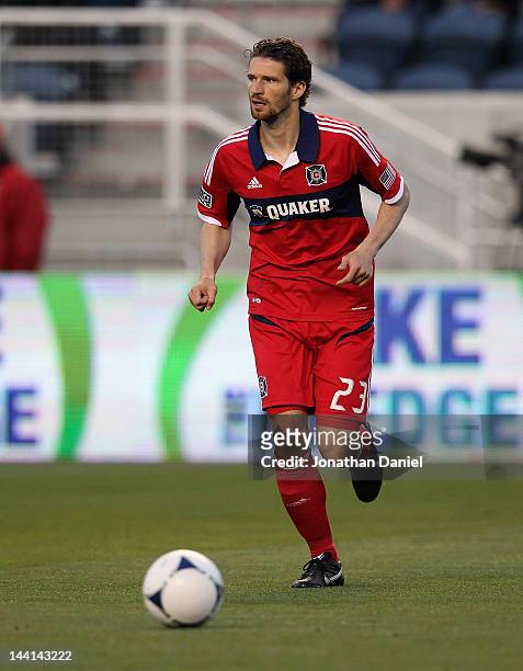 Arne Friedrich of the Chicago Fire chases the ball against Real Salt Lake during an MLS match at Toyota Park on May 9, 2012 in Bridgeview, Illinois....