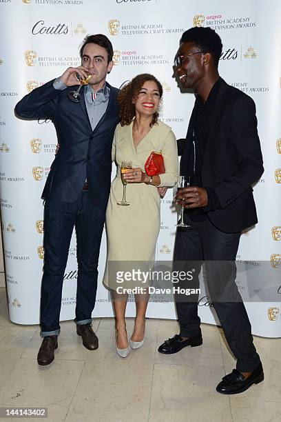 Joseph Gilgun, Antonia Thomas and Nathan Stewart-Jarrett attend the Arqiva British Academy Television Awards nominees party at Coutts Bank on May 10,...