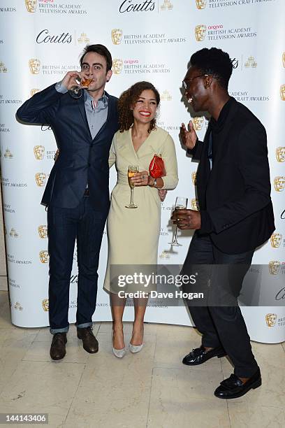 Joseph Gilgun, Antonia Thomas and Nathan Stewart-Jarrett attend the Arqiva British Academy Television Awards nominees party at Coutts Bank on May 10,...