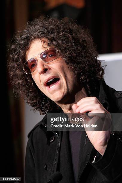 Radio personality Howard Stern speaks at the "America's Got Talent" Press Conference at New York Friars Club on May 10, 2012 in New York City.