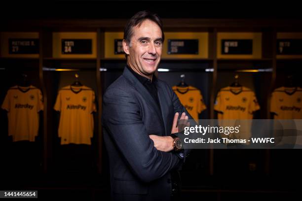 Julen Lopetegui, Manager of Wolverhampton Wanderers poses for a portrait at Molineux on November 14, 2022 in Wolverhampton, England.