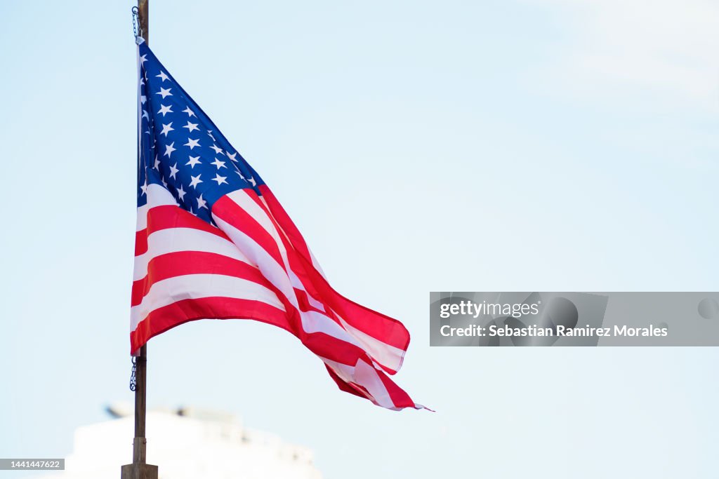 Front view of the flag against the clear sky