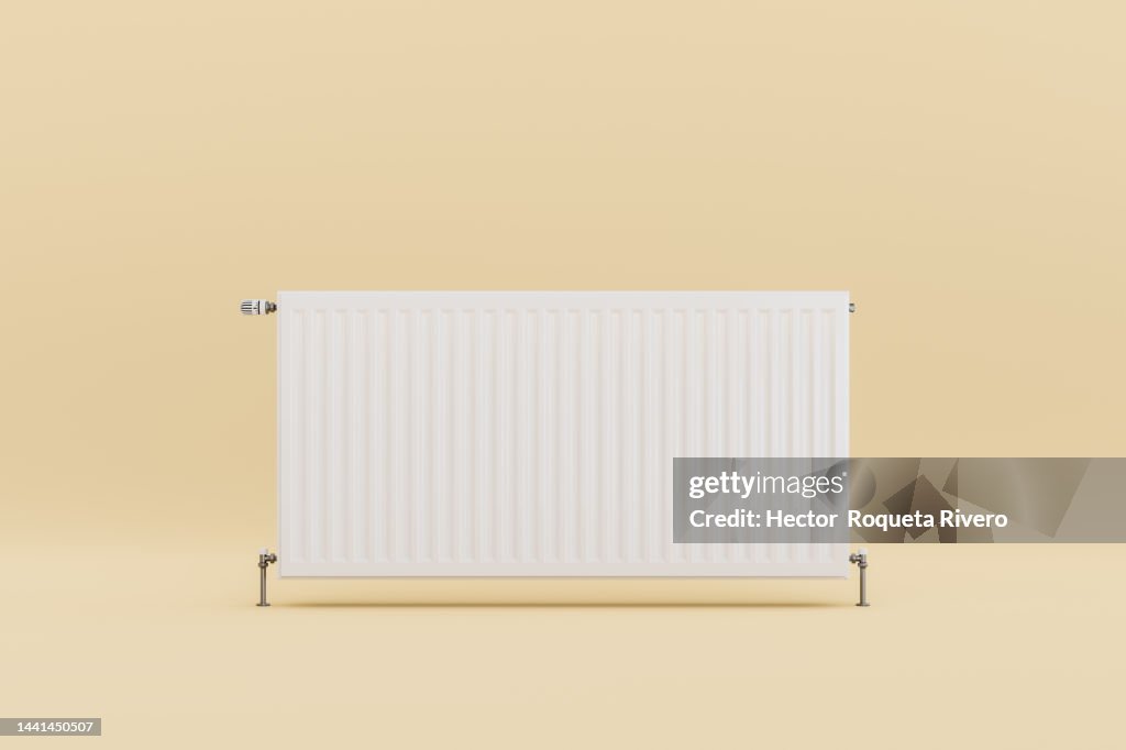Computer generated image of white heater in vanilla background, 3d rendering