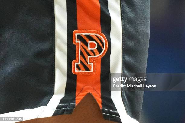 The Princeton Tigers logo on a pair of shorts during the Veterans Classic college basketball game against the Navy Midshipmen at Alumni Hall on...