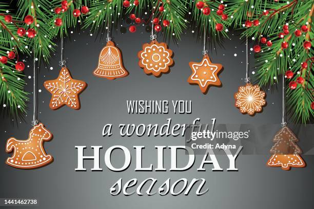 christmas greeting - gingerbread cookie stock illustrations