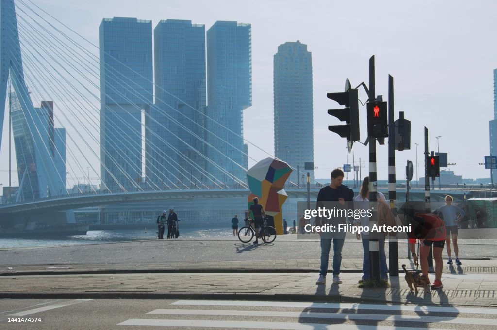 People crossing road in Rotterdam