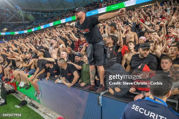 Wanderers fans the RBB after the round six A-League Men's match between Sydney FC and Western Sydney Wanderers at Allianz Stadium, on November 12 in...