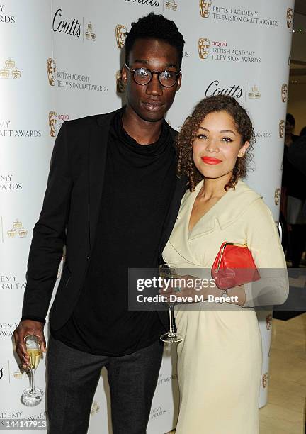 Nathan Stewart-Jarrett and Antonia Thomas attend the Arqiva British Academy Television Awards Nominees Party at Coutts Bank on May 10, 2012 in...