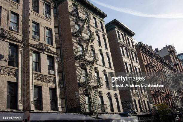 Traditional tenement buildings are now expensive rental apartments, November 4, 2022 on Orchard Street in the Lower East Side neighborhood of New...