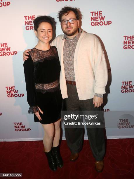 Director Danya Taymor and Playwright Will Arbery pose at the opening night after party for The New Group's production of "Evanston Salt Costs...
