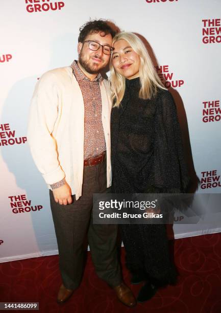 Playwright Will Arbery and girlfriend pose at the opening night after party for The New Group's production of "Evanston Salt Costs Climbing" at...