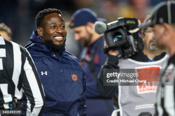 Interim head coach Carnell Williams of the Auburn Tigers prior to their game against the Texas A&M Aggies at Jordan-Hare Stadium on November 12, 2022...