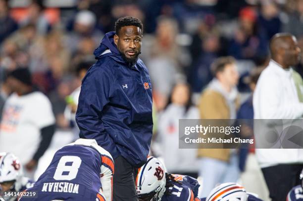 Interim head coach Carnell Williams of the Auburn Tigers prior to their game against the Texas A&M Aggies at Jordan-Hare Stadium on November 12, 2022...