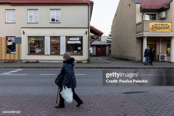 Street view of Goldap town which is about 2km from the Polish border with Russian exclave Kaliningrad on November 14, 2022 in Goldap, Poland. The...