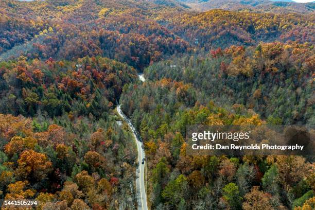 aerial landscape of mountains against autumn colors - nashville park stock pictures, royalty-free photos & images