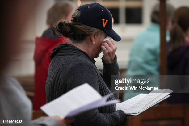 Members of the University of Virginia community attend a prayer service for the victims of a shooting overnight at the university, at St. Paul's...