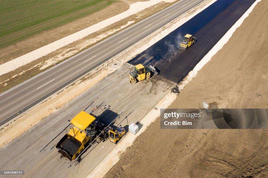 Asphalting of New Road, Aerial View