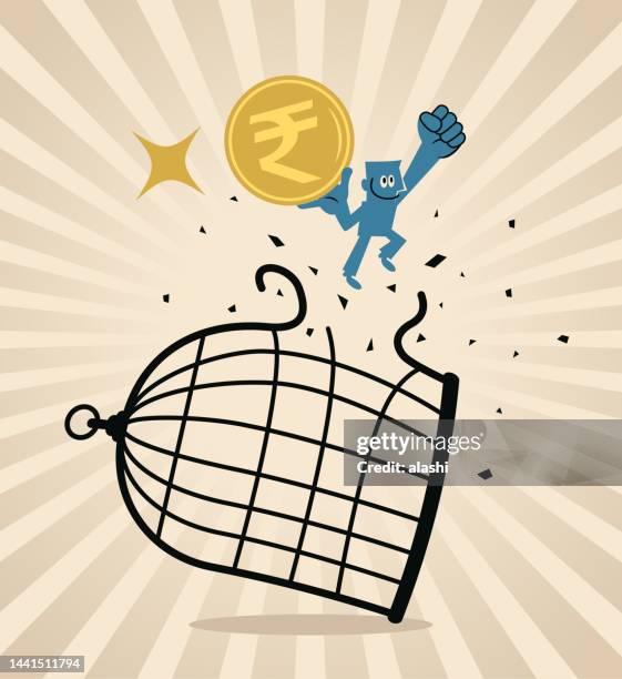 a businessman gets his money out of the cage - evasion fiscale stock illustrations