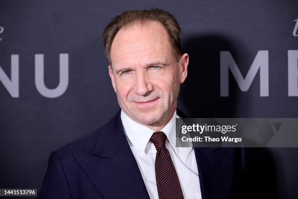 Ralph Fiennes attends "The Menu" New York Premiere at AMC Lincoln Square Theater on November 14, 2022 in New York City.