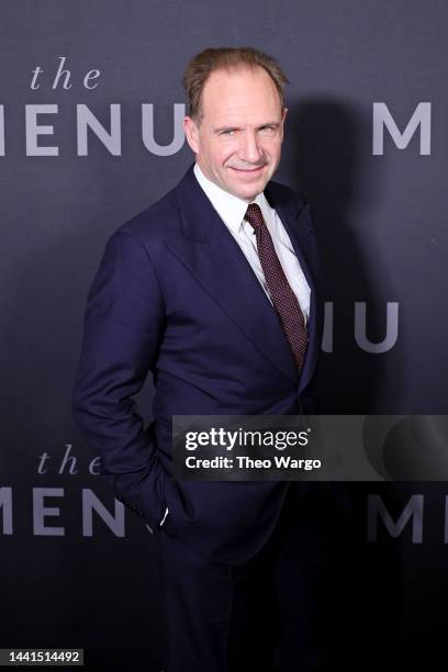 Ralph Fiennes attends "The Menu" New York Premiere at AMC Lincoln Square Theater on November 14, 2022 in New York City.