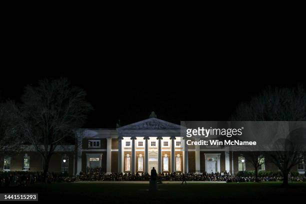 Members of the University of Virginia community attend a candlelight vigil on the South Lawn for the victims of a shooting overnight at the...