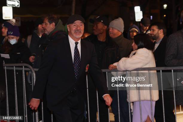 Michel Goulet walks the red carpet at Meridian Hall prior to the Hockey Hall Of Fame Induction Ceremony on November 14, 2022 in Toronto, Ontario,...