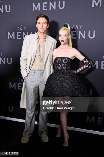 Nicholas Hoult and Anya Taylor-Joy attend "The Menu" New York Premiere at AMC Lincoln Square Theater on November 14, 2022 in New York City.