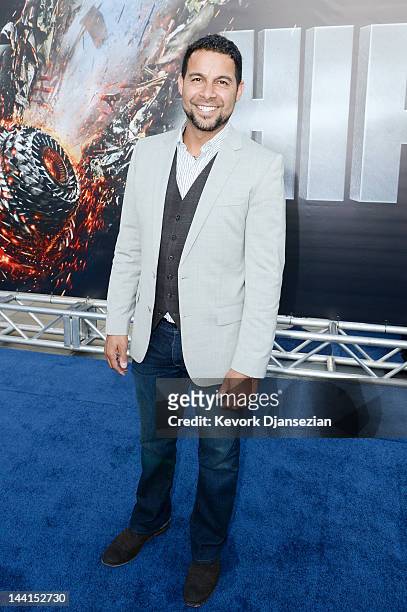 Actor Jon Huertas attends the Los Angeles premiere of "Battleship" at Nokia Theatre L.A. Live on May 10, 2012 in Los Angeles, California.