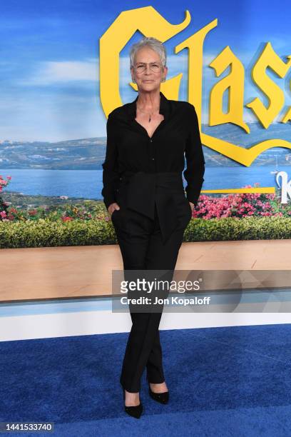 Jamie Lee Curtis attends the premiere of "Glass Onion: A Knives Out Mystery" at Academy Museum of Motion Pictures on November 14, 2022 in Los...